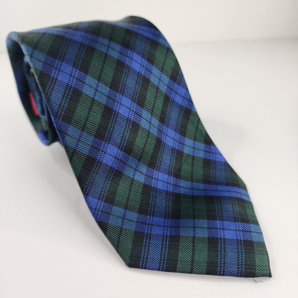 CHAPS Green & Blue Silk Tie.